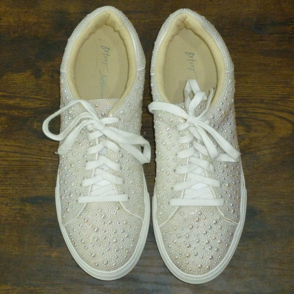 Betsy Johnson "Sidny" Pearl Platform Bridal Sneakers - Picture 4 of 16